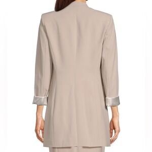 Calvin Klein Contrast Lining Long Roll-Tab Sleeve Open Front Jacket